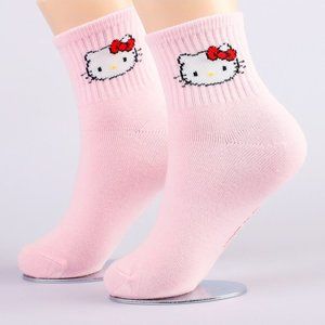 Sanrio Hello Kitty Pink Kids Girls Ankle Socks 1 Pair New